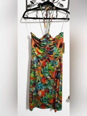 NWT Veronica M. Boutique Tropical Print Halter Dress – Size Small